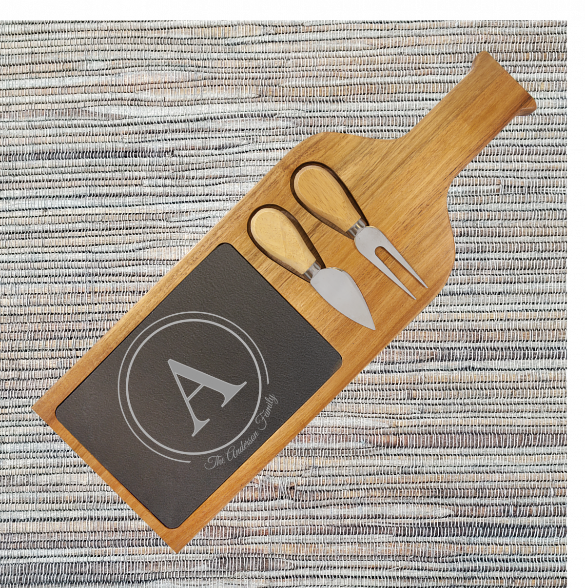 Acacia Wood/Slate Cheese Set with Handle (081SLT) - Image 10