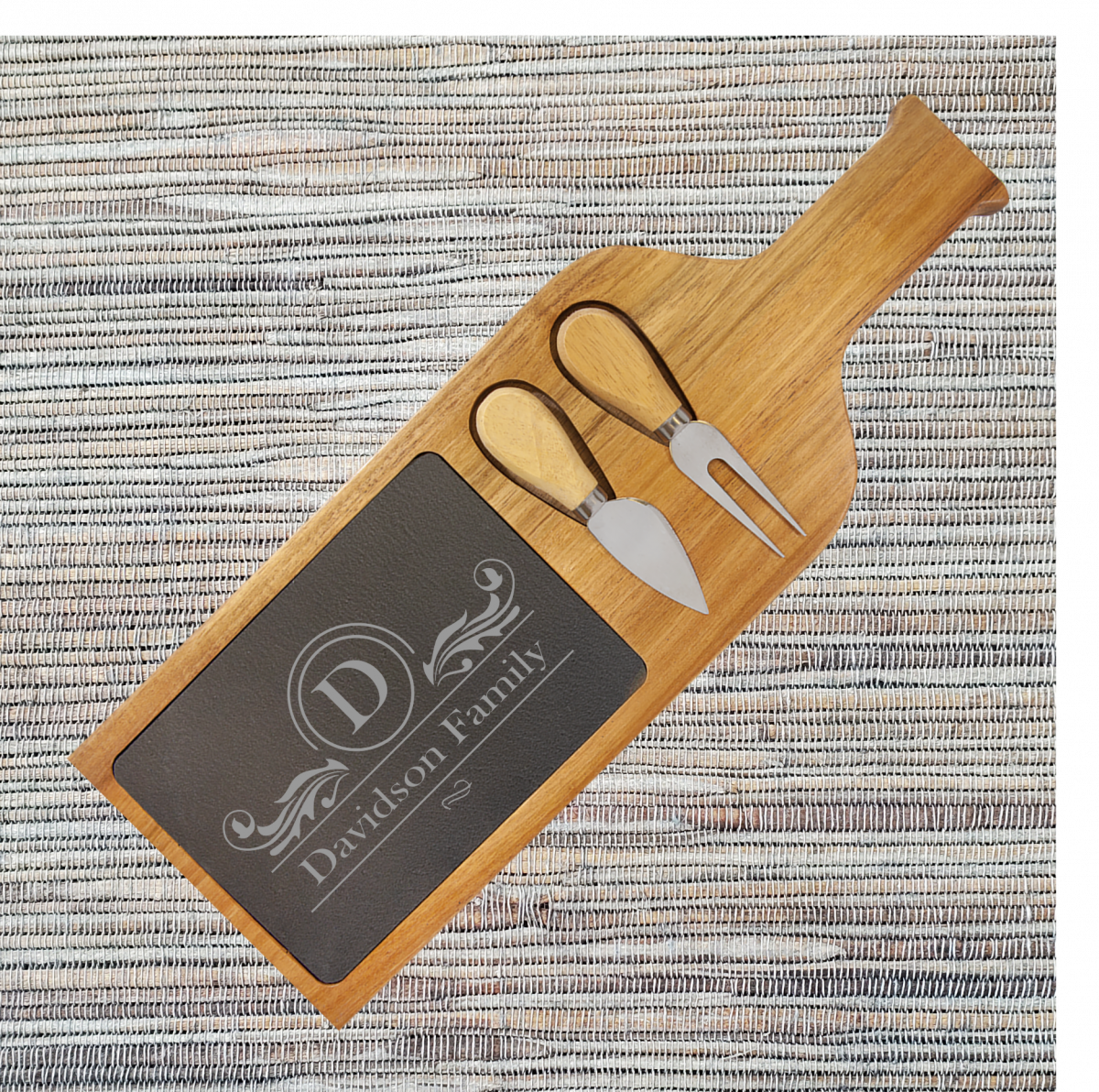 Acacia Wood/Slate Cheese Set with Handle (081SLT) - Image 7