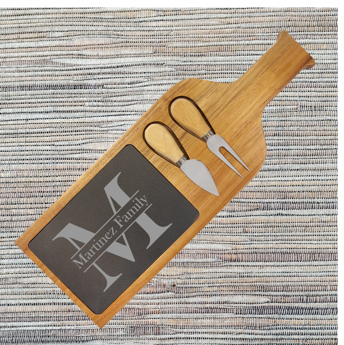 Acacia Wood/Slate Cheese Set with Handle (081SLT) - Image 5